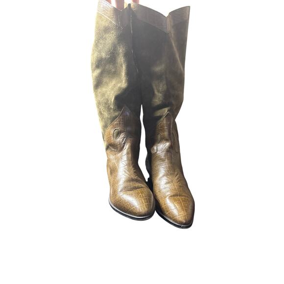 Leather cowboy boots made in Italy size 8 - Picture 1 of 5